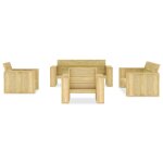 Vidaxl salon de jardin 5 pcs bois de pin imprgn