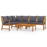 Vidaxl salon de jardin 5 pcs avec coussin bois d'acacia solide