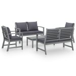 Vidaxl salon de jardin 5 pcs avec coussin bois d'acacia solide gris