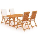 Vidaxl salon de jardin 5 pcs avec coussins bois de teck massif