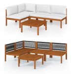 Vidaxl salon de jardin 5 pcs avec coussins cr�me bois d'acacia solide