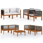 Vidaxl salon de jardin 5 pcs avec coussins cr�me bois d'acacia solide