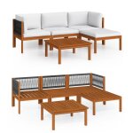 Vidaxl salon de jardin 5 pcs avec coussins crme bois d'acacia solide