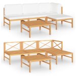 Vidaxl salon de jardin 5 pcs avec coussins crème bois de teck solide Vidaxl salon de jardin 5 pcs avec coussins crème bois de teck solide