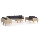 Vidaxl salon de jardin 5 pcs avec coussins rsine tresse beige