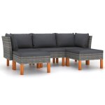 Vidaxl salon de jardin 5 pcs avec coussins r�sine tress�e gris
