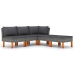 Vidaxl salon de jardin 5 pcs avec coussins r�sine tress�e gris