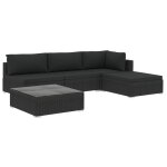 Vidaxl salon de jardin 5 pcs avec coussins r�sine tress�e noir