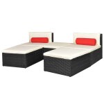 Vidaxl salon de jardin 5 pcs avec coussins rsine tresse noir
