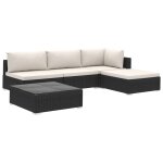 Vidaxl salon de jardin 5 pcs avec coussins r�sine tress�e noir