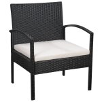 Vidaxl salon de jardin 5 pcs avec coussins rsine tresse noir