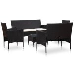 Vidaxl salon de jardin 5 pcs avec coussins résine tressée noir Vidaxl salon de jardin 5 pcs avec coussins résine tressée noir