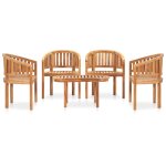 Vidaxl salon de jardin 5 pcs en forme de banane bois de teck solide