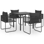 Vidaxl salon de jardin 5 pcs pvc rsine tresse noir