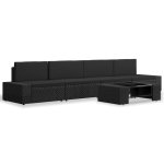 Vidaxl salon de jardin 5 pcs rsine tresse noir