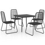 Vidaxl salon de jardin 5 pcs rotin pvc noir