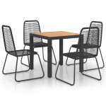 Vidaxl salon de jardin 5 pcs rotin pvc noir et marron