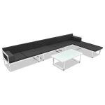 Vidaxl salon de jardin 5 pcs textilne aluminium noir
