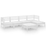 Vidaxl salon de jardin 6 pcs bois de pin massif blanc