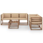 Vidaxl salon de jardin 6 pcs avec coussins beige