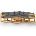 Vidaxl salon de jardin 6 pcs avec coussin bois d'acacia solide
