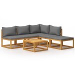 Vidaxl salon de jardin 6 pcs avec coussin bois d'acacia solide