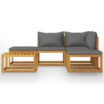 Vidaxl salon de jardin 6 pcs avec coussins bois d'acacia solide