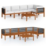 Vidaxl salon de jardin 6 pcs avec coussins cr�me bois d'acacia solide