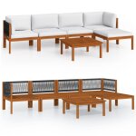 Vidaxl salon de jardin 6 pcs avec coussins cr�me bois d'acacia solide