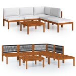 Vidaxl salon de jardin 6 pcs avec coussins cr�me bois d'acacia solide