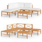 Vidaxl salon de jardin 6 pcs avec coussins crème bois de teck solide Vidaxl salon de jardin 6 pcs avec coussins crème bois de teck solide