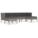 Vidaxl salon de jardin 6 pcs avec coussins rsine tresse gris