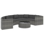 Vidaxl salon de jardin 6 pcs avec coussins rsine tresse gris