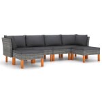 Vidaxl salon de jardin 6 pcs avec coussins r�sine tress�e gris