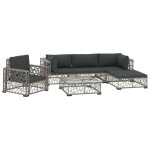 Vidaxl salon de jardin 6 pcs avec coussins rsine tresse gris