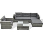 Vidaxl salon de jardin 6 pcs avec coussins r�sine tress�e gris