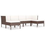 Vidaxl salon de jardin 6 pcs avec coussins rsine tresse marron