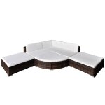 Vidaxl salon de jardin 6 pcs avec coussins rsine tresse marron