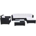 Vidaxl salon de jardin 6 pcs avec coussins rsine tresse noir