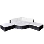 Vidaxl salon de jardin 6 pcs avec coussins r�sine tress�e noir