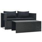 Vidaxl salon de jardin 6 pcs avec coussins r�sine tress�e noir