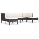 Vidaxl salon de jardin 6 pcs avec coussins rsine tresse noir