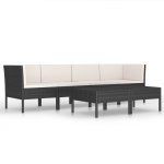 Vidaxl salon de jardin 6 pcs avec coussins rsine tresse noir