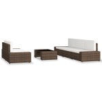 Vidaxl salon de jardin 6 pcs rsine tresse marron