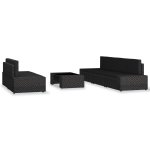Vidaxl salon de jardin 6 pcs r�sine tress�e noir