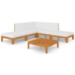 Vidaxl salon de jardin 7 pcs avec coussins bois d'acacia solide