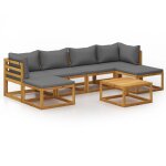 Vidaxl salon de jardin 7 pcs avec coussin bois d'acacia solide