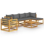 Vidaxl salon de jardin 7 pcs avec coussin bois d'acacia solide