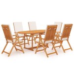 Vidaxl salon de jardin 7 pcs avec coussins bois de teck massif