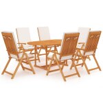 Vidaxl salon de jardin 7 pcs avec coussins bois de teck massif